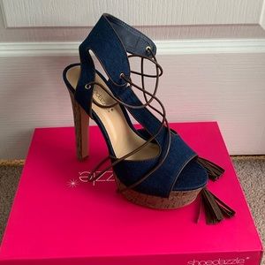 Shoe Dazzle Shoes - Blue jean strappy heels Shoe Dazzle Shoes - Blue jean strappy heels